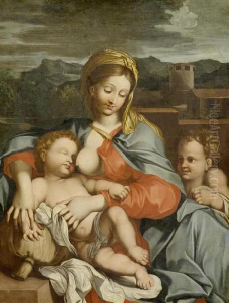 The Virgin With Child And Saint John The Baptist Oil Painting by Carlo Maratta or Maratti