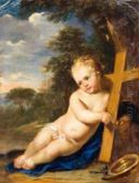 Le Christ Enfant Cuivre Oil Painting by Carlo Maratta or Maratti