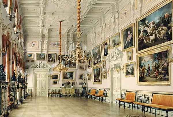 The Dance hall in at Count Bezborodkos House, St. Petersburg, 1849 Oil Painting by Luigi (Ludwig Osipovich) Premazzi