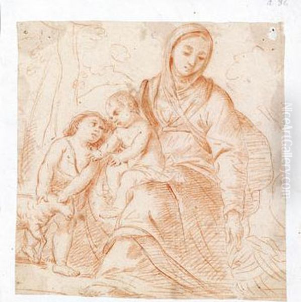 Schule Madonna Mit Kind Und Dem Johannesknaben Oil Painting by Carlo Maratta or Maratti