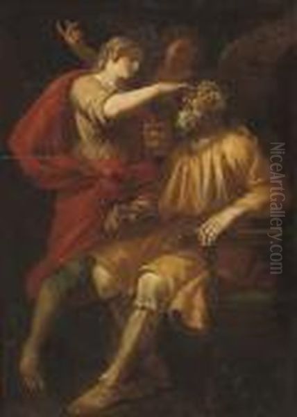 Tobias Healing The Blind Tobit Oil Painting by Carlo Maratta or Maratti