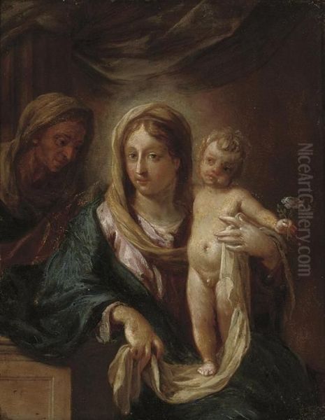 The Madonna And Child With Saint Elizabeth Oil Painting by Carlo Maratta or Maratti