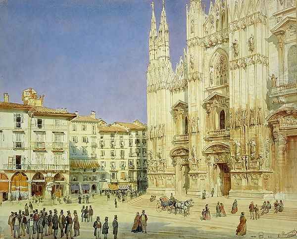 Milan Cathedral, 1846 Oil Painting by Luigi (Ludwig Osipovich) Premazzi