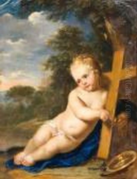 Le Christ Enfant Cuivre. Oil Painting by Carlo Maratta or Maratti