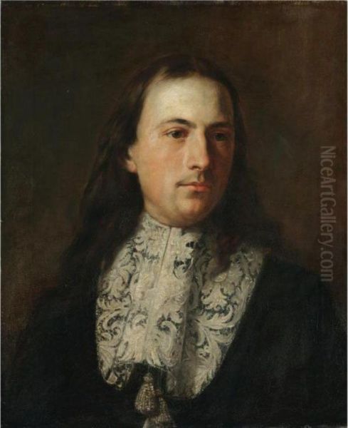 Portrait Of A Gentleman, Head And Shoulders, Wearing Black And With A White Ruff Oil Painting by Carlo Maratta or Maratti