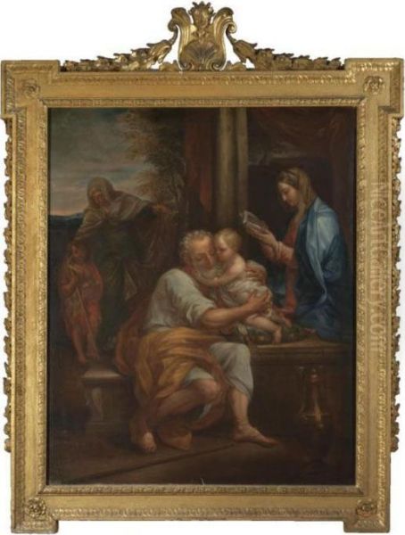 The Holy Family With Saints Elizabeth And John The Baptist Oil Painting by Carlo Maratta or Maratti