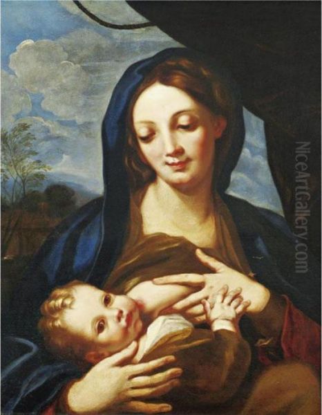 Madonna And Child Oil Painting by Carlo Maratta or Maratti