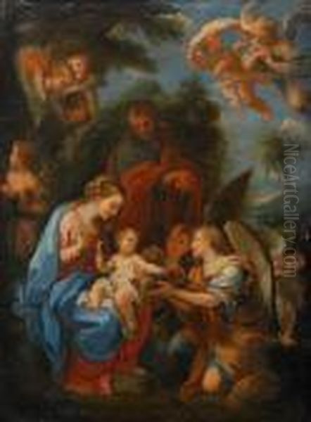 Den Heliga Familjen Oil Painting by Carlo Maratta or Maratti