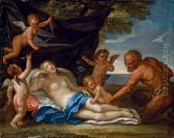 Jupiter And Antiope by Carlo Maratta or Maratti