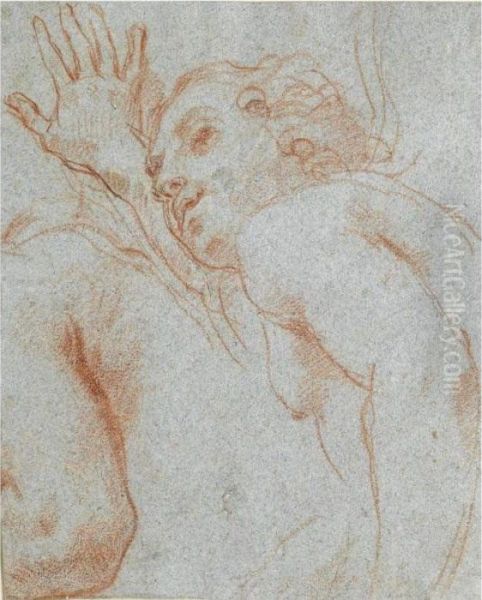 Half-length Study Of A Running Figure, With A Secondary Study Of An Arm And Shoulder Oil Painting by Carlo Maratta or Maratti