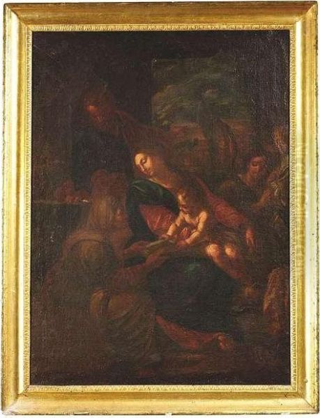 The Holy Family And St Anne Oil Painting by Carlo Maratta or Maratti