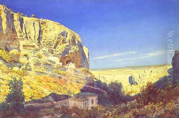 The Monastery of the Assumption of the Virgin near Bakhchisaray Oil Painting by Luigi (Ludwig Osipovich) Premazzi