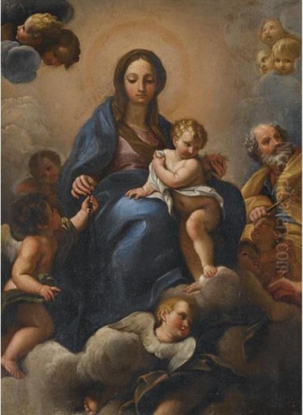 The Holy Family Surrounded By Putti Oil Painting by Carlo Maratta or Maratti