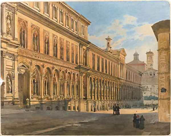 Italian Townscape Oil Painting by Luigi (Ludwig Osipovich) Premazzi