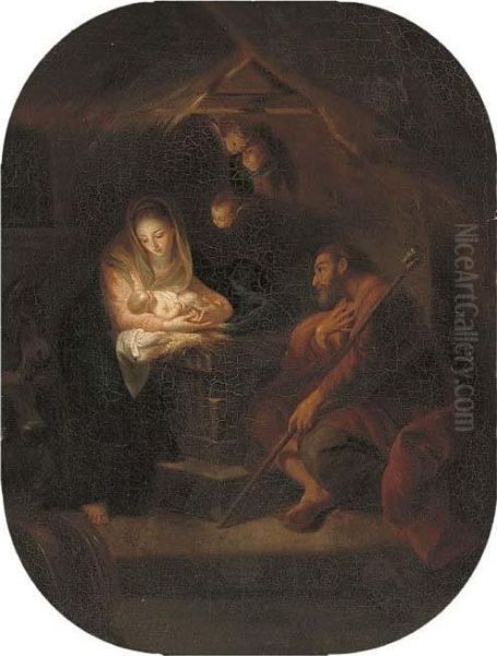 The Holy Family Oil Painting by Carlo Maratta or Maratti