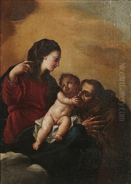 The Madonna And Child And St Anthony Oil Painting by Carlo Maratta or Maratti