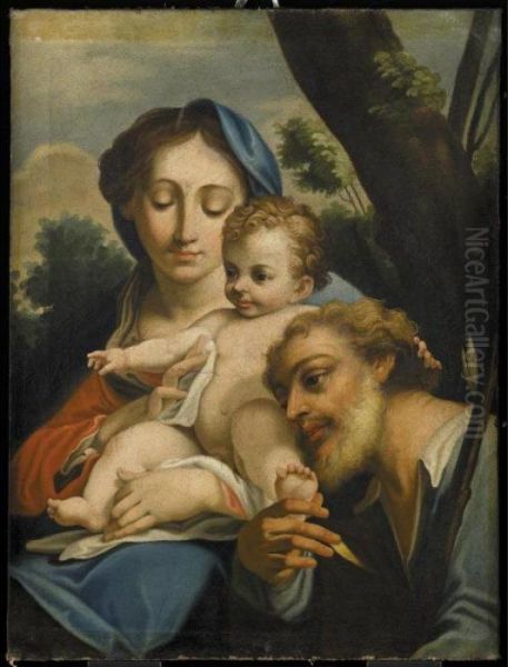 Sacra Famiglia Oil Painting by Carlo Maratta or Maratti