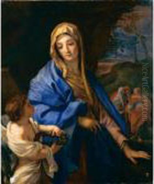 L'addolorata Con La Corona Di Spine E Il Calvario In Lontananza Oil Painting by Carlo Maratta or Maratti