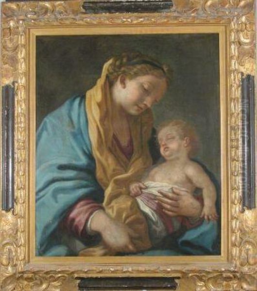 Madonna And Child Oil Painting by Carlo Maratta or Maratti