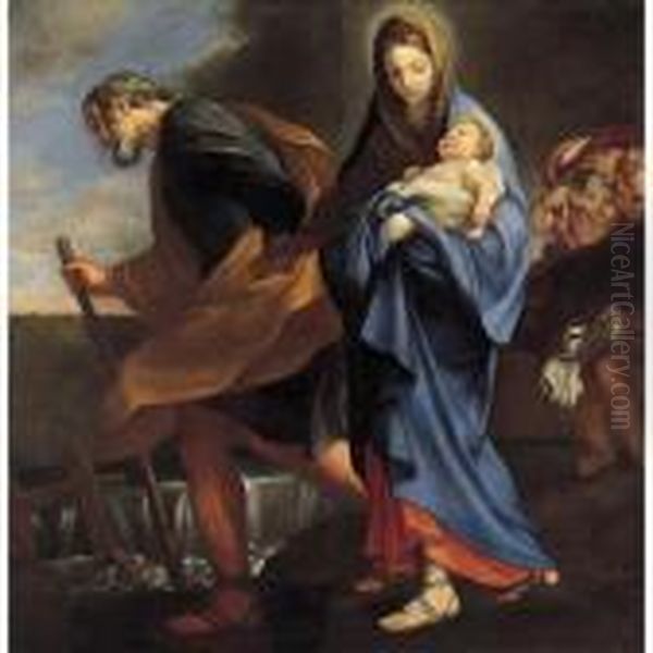 Fuga In Egitto Oil Painting by Carlo Maratta or Maratti