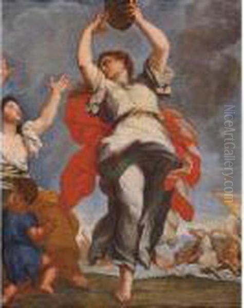 Miriam Dancing Oil Painting by Carlo Maratta or Maratti