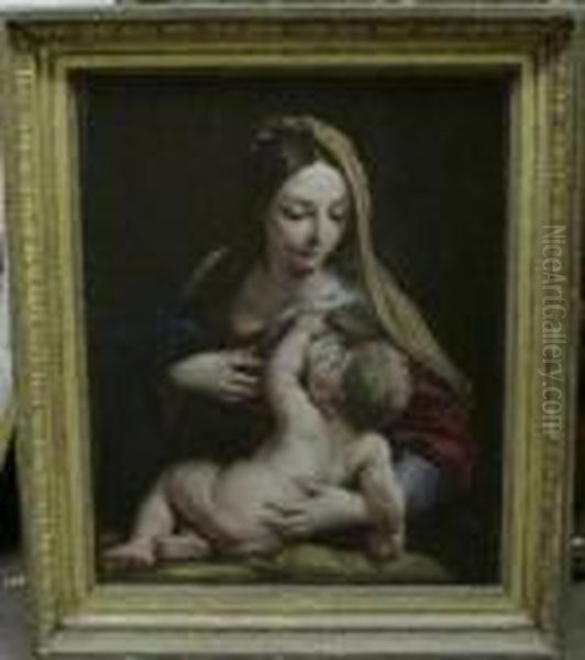 Madonna And Child Oil Painting by Carlo Maratta or Maratti