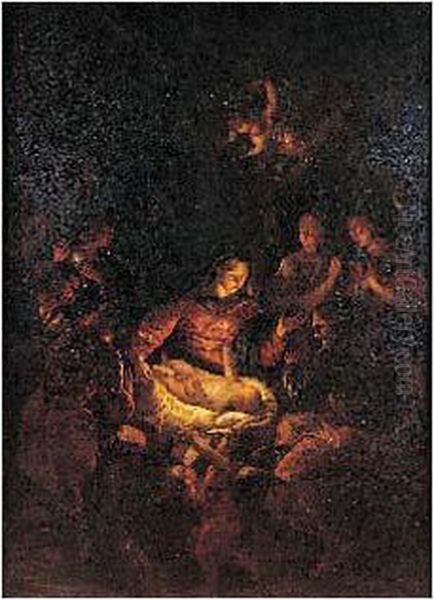 La Nativite Oil Painting by Carlo Maratta or Maratti