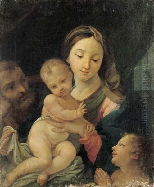 Sacra Famiglia Con San Giovannino Oil Painting by Carlo Maratta or Maratti