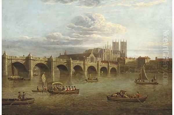 Old Westminster Bridge, with the Abbey beyond Oil Painting by Paul, John Dean