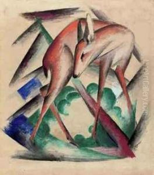 Reh Oil Painting by Franz Marc