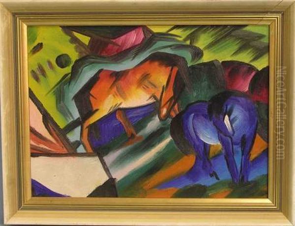 Pferde Oil Painting by Franz Marc