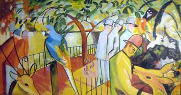 Zoo With Figures Oil Painting by Franz Marc