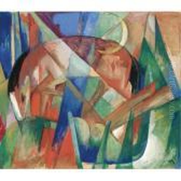 Fabeltier Ii (pferd) (fabulous Animal Ii, Horse) Oil Painting by Franz Marc