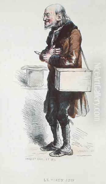 Le Vieux Juif, illustration from Les Francais Par Eux-Memes, published by L. Curmer in Paris, 1841 Oil Painting by Hippolyte Louis Pauquet