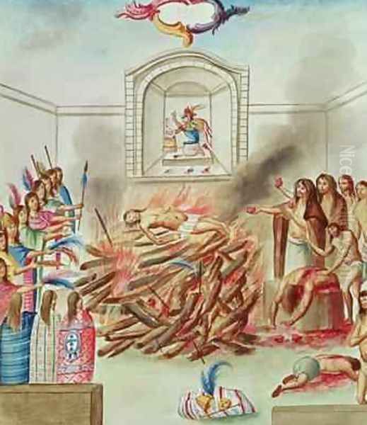 Tome 3 fol.132 A Human Sacrifice, from Teatro de la Nueva Espana, 1640 Oil Painting by Panes