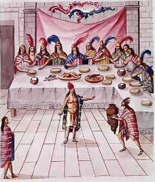 Tome 3 fol.134 A Banquet, from Teatro de la Nueva Espana Oil Painting by Panes