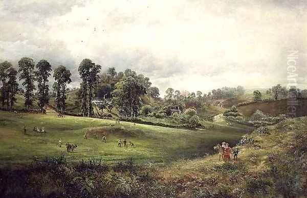 A Village Cricket Match Oil Painting by David Payne