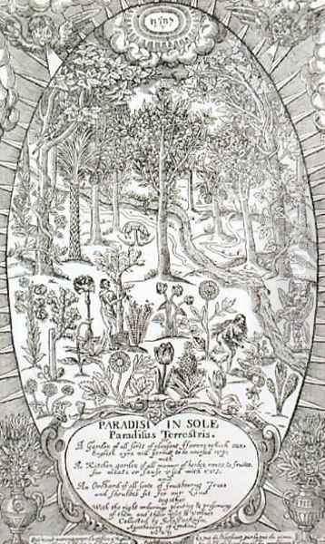 Title page from Paradisi Sole; Paradisus Terrestris, 1629 Oil Painting by John Parkinson