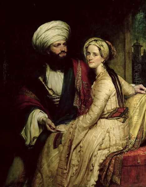 James Silk Buckingham and his Wife Oil Painting by Henry William Pickersgill