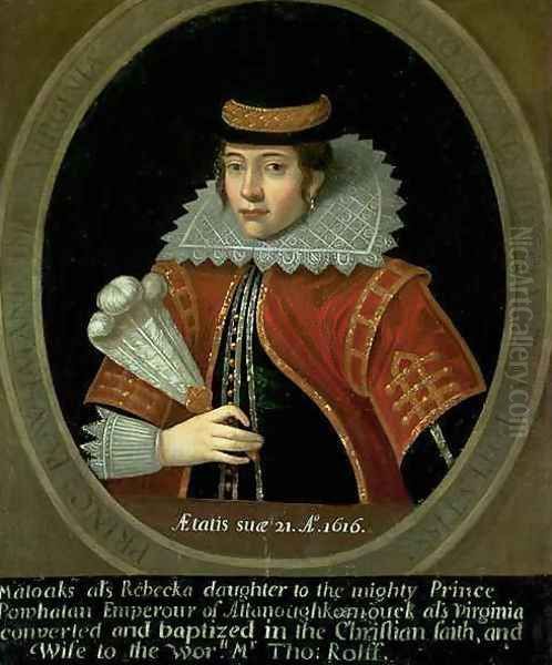 Portrait of Pocahontas 1595-1617 after 1616 by Simon de Passe