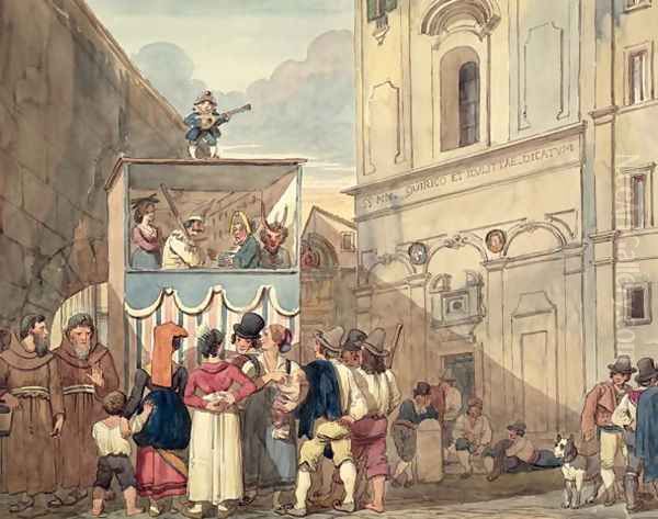 The Puppet Theatre Oil Painting by Achille Pinelli