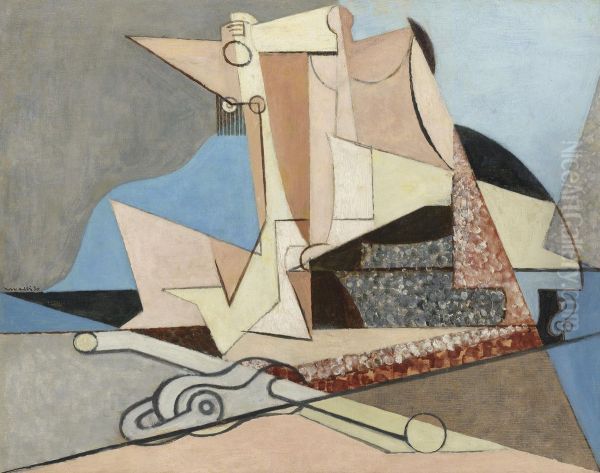 Figures Et Ancre Marine Oil Painting by Louis Marcoussis