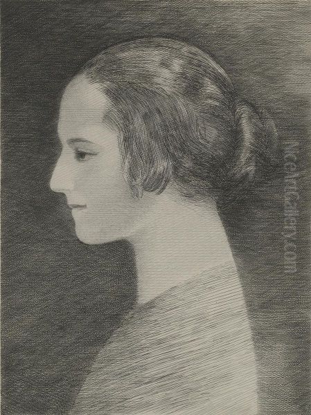 Profile Of Helena Rubinstein, Facing Left Oil Painting by Louis Marcoussis