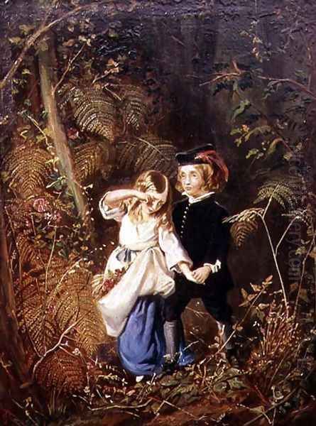 Babes in the Wood or Lost Children Oil Painting by George John Pinwell