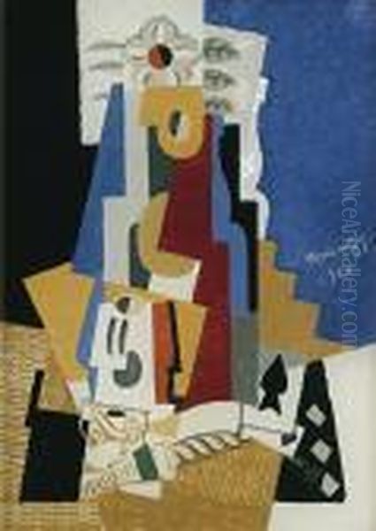 Nature Morte A L'as De Pique Oil Painting by Louis Marcoussis