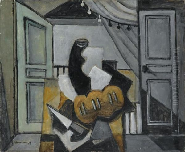 Nature Morte Au Pain Et Au Couteau Oil Painting by Louis Marcoussis