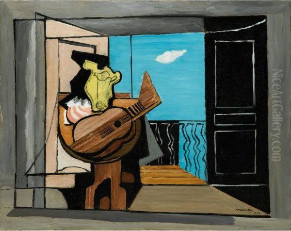 Interieur Au Balcon Oil Painting by Louis Marcoussis