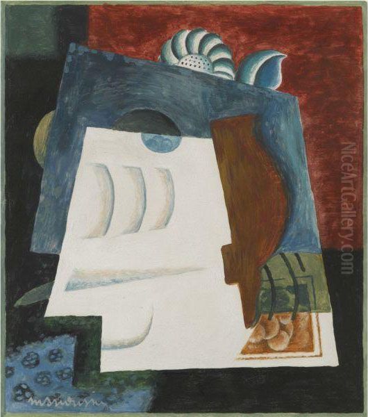 Nature Morte Avec Enveloppe Oil Painting by Louis Marcoussis