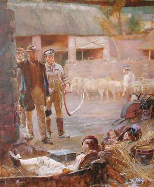 Journeys End, or, The Strolling Players Oil Painting by George John Pinwell