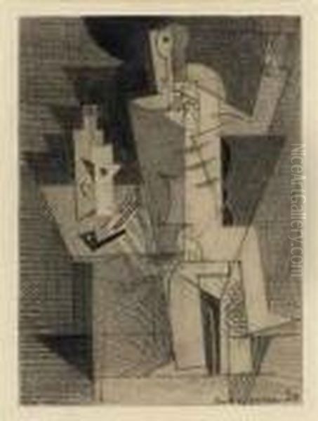 Homme A La Pipe Oil Painting by Louis Marcoussis